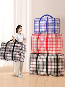 Túi đựng đồ chống nước cầm tay dung tích lớn 5/2/1 chiếc, Túi đựng quần áo dung tích lớn, Túi quà tặng ông già Noel, Túi đựng quần áo mùa đông, Túi đựng chăn, Túi đựng đồ di chuyển bền - Túi đựng đồ có khóa kéo tái sử dụng, Túi đựng đồ in lưới chống thấm nước bằng vải Oxford, Đựng quần áo, Túi đựng hành lý cho học sinh khi trở lại trường, Túi du lịch, Giáng sinh, Lễ tạ ơn - Đỏ và trắng - Xem 3