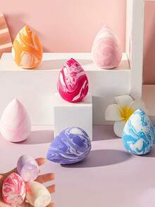 30个/套美妆海绵，化妆海绵粉扑，非乳胶材质，适用于散粉、液体、膏状和粉底液，柔软亲肤，适用于膏状和粉状化妆品，不含乳胶，干湿两用，专业美妆海绵，超柔软遮瑕海绵 - 彩色 - 查看 2