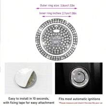 Easypie Selection 1 件水钻汽车启动按钮盖 - 闪亮发动机开关保护器，适用于大多数车辆的通用防滑装饰 - 均碼 - 查看 8