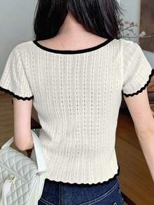 2025春秋舒适百搭蝴蝶刺绣T恤 - 白色 - 查看 4