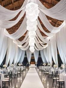 1 pièce Tissu transparent blanc 393 pouces, rideaux de plafond en mousseline, décoration de cérémonie de mariage romantique, rideau en gaze à usage multiple, décoration de mariage en extérieur, décoration de baby shower, décoration de réception de mariage, décoration de fête d'anniversaire, fil de fond pour arche de mariage, décoration d'arrière-plan de fête