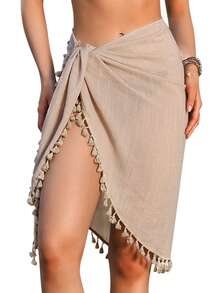 Sarong Wraps For Women Swimsuit Coverups Beach Bathing Suit Cover Up Tassels Bikini Short Wrap Skirts For Swimwear For Dress