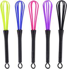 Juego de batidor, 5Pcs Peluquería Crema de Teñido para el Cabello Batidor de Cocina Globo Batidor Mezclador Agitador Herramientas (Verde, Rosa Roja, Azul, Negro, Púrpura) - 1 - Ver 1