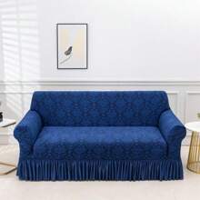 Jacquard Pattern Stretch Sofa Slipcover: 1 Piece Solid Hue, Dustproof For Home & Living Spaces