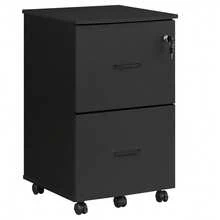 VASAGLE Armario Archivador de 2 Cajones, Archivador de Oficina con Cerradura, Soporte para Impresora, Negro - Negro - Ver 1