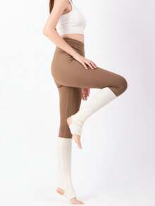 Women Ballet Leg Warmers Knitted Stirrup Leg Warmers For Women Winter Extra Soft Long Legwarmers For Yoga Dance, Cozy - Multicolor - View 4