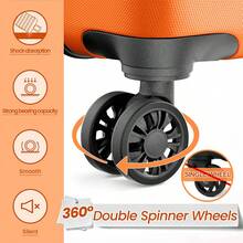 Luggage 3 Piece Suitcase 20+24+28 Inch PC+ABS Hardside Double Spinner Wheels TSA Lock Carry On Luggage Travel Suitcase Suitcases Suit Case Durable Travel Luggage Suitcase Set Luggage Set Carry On,Vacation,Party,Personalized Gifts-Orange - 橘色 - 查看 5