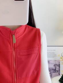 Women's Casual Outdoor Hiking Fleece Vest,Winter - Red - View 4