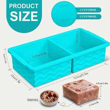 Silicone Freezer Tray For Soup With Lid - 2 Cup Soup Freezer Container Molds - Extra Large Ice Cube Tray - Silicone Freezer Food Molds For Freezing & Storing Soup, Sauce, Broth, Leftovers (2 Pack)-167239 - AquaBlue - Xem 3