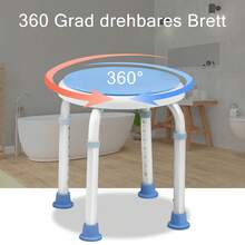 Shower Stool With Handle, 37-53cm Height Adjustable, 360° Rotatable Bathtub Seat, Non-Slip Auxiliary Chair - Baby Blue - View 6