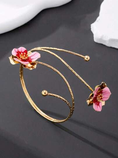 1pc Summer Sexy Vacation Style Double Layer Drip Oil Floral Armband For Women
