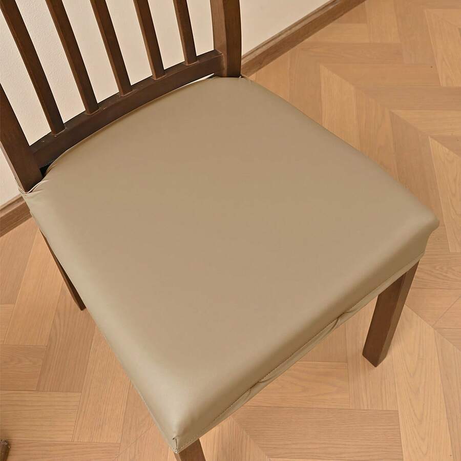 Stretch Dining Chair Seat Covers Soft Waterproof Solid Dining Chair Cover Home Decor - Yellow - View 1