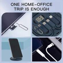 Multi-Function Data Cable Set And Storage Box,Silicone USB Type-C Charger Cable Kit With Data Transfer & Card Storage - MFI Certified, Lightning-Fast Charging Compatible With IPhone/Android/Micro,Tablets, USB To Lightning,USB Charging,Data Cable, Adapter, Card Needle,Call Card Storage, Data Cable Storage Compatible With IPhone, Android, Camera, MP3 Universal Adapter Nan