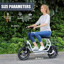 tooluck Peak 1200W Electric Scooter With Seat Max 30Miles Range&20MPH 14" Tires Foldable Adult Electric Scooter With Basket For Pets & Cargo Dual Shock Absorbing E- Scooter For Commuting,White - White - View 10
