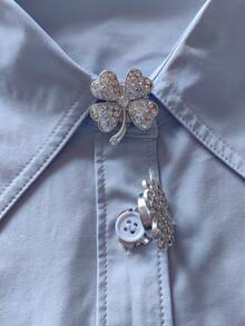 2 Pcs/Set Elegant Flower Button Covers, Shirts Button Cover Clip On Button Covers Fashion Crystal Cufflinks Cover, Suitable For Tuxedo And Wedding Dresses Decoration - Flowers - View 5