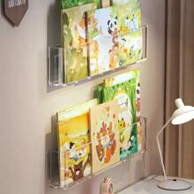 壁挂式图书收纳架、图书展示架、婴儿图画书架、透明、含背胶、教室收纳、卧室收纳、儿童图书展示和收纳、婴儿必需品