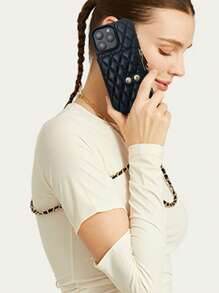 1 件菱形双扣香风手机拉链包，奢华极简主义零钱卡夹钱包可拆卸手机壳带卡槽和皮革肩带，大容量零钱卡收纳，优质仿皮绗缝套，适用于 /Galaxy S24 Ultra、17 Pro Max/16 Pro Max/12 Pro/13/14 Plus/15 Pro Max/16 Pro Max，斜挎度假便携保护壳