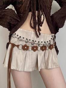 Hershine 1 pezzo Cintura vita vintage punk con rivetti e catena, stile asimmetrico cowboy/cowgirl con fibbia in metallo, decorazione con anelli di rivetti stile Y2K Goth, adatta per abiti, regalo perfetto per donne, feste, uso quotidiano, Natale, Ringraziamento, San Valentino - Corda di cintura con giunzione circolare - Visualizzare 12