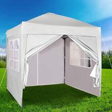 MCC Direct Pop-Up Gazebo 2m X 2m With Sides Silver Protective Layer Waterproof Marquee Canopy WS - White - View 4
