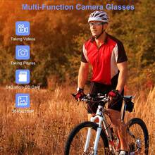1080P Video Glasses With 64GB Storage Card, Portable Camera, Sports Camera, Outdoor Cycling Camera, Glasses Recorder - 黑色+64GB - 查看 7