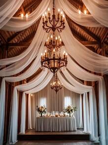 1 pièce Tissu transparent blanc 393 pouces, rideaux de plafond en mousseline, décoration de cérémonie de mariage romantique, rideau en gaze à usage multiple, décoration de mariage en extérieur, décoration de baby shower, décoration de réception de mariage, décoration de fête d'anniversaire, fil de fond pour arche de mariage, décoration d'arrière-plan de fête