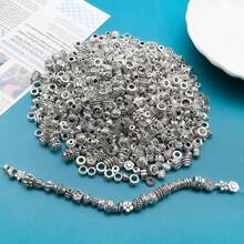 50/200pcs Mixed Spacer Beads Set DIY Jewelry - Zinc Alloy, Fashionable Textured Metal Design, Suitable For Necklaces, Bracelets And Rings