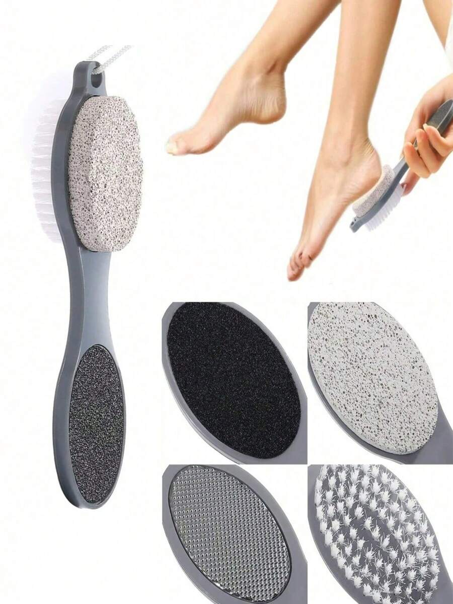 四合一足部锉刀和去茧工具，男女干湿足部护理工具，足部清洁刷砂石死皮去除研磨工具 - 磨腳石 - 查看 1