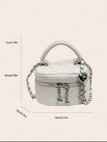 1 pièce Mini sac à main pour femme, couleur unie, sac bandoulière croisé avec motif en losange brodé. Convient pour ranger les cartes et les clés. Porte-monnaie mignon avec décoration en forme de cœur, style Y2K. Sac pour femme adapté à un usage quotidien, aux courses et aux voyages.