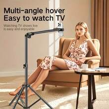 Bộ giá đỡ điện thoại ba chân có thể điều chỉnh, thích hợp chụp ảnh từ sàn đến trần nhà, với tay đỡ có thể kéo dài để phát trực tiếp, quay phim, nấu ăn, vẽ tranh và chụp ảnh thực phẩm. Thích hợp cho kỳ nghỉ hè, du lịch, hoạt động ngoài trời, phát trực tiếp, quay phim ổn định, gậy selfie, thiết bị vlog, với khả năng chịu tải mạnh mẽ. - màu đen - Xem 2