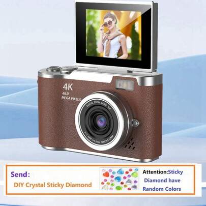 18倍光学变焦数码相机，2.4英寸高清旋转屏，创意视频便携数码相机，学生适用，CCD相机，赠送DIY水晶贴纸