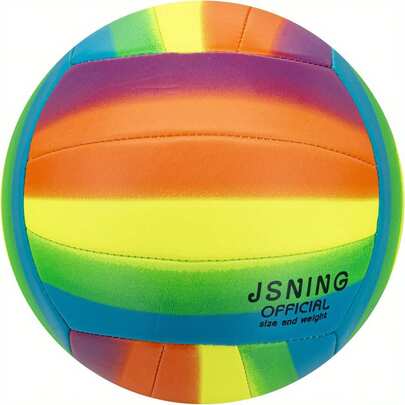 1 Piece Rainbow Official Size 5 Volleyball - Soft Touch, Durable And Colorful, Suitable For Indoor/Outdoor Beach Play, Improved Air Retention, ABS Material, Perfect For Training And Leisure