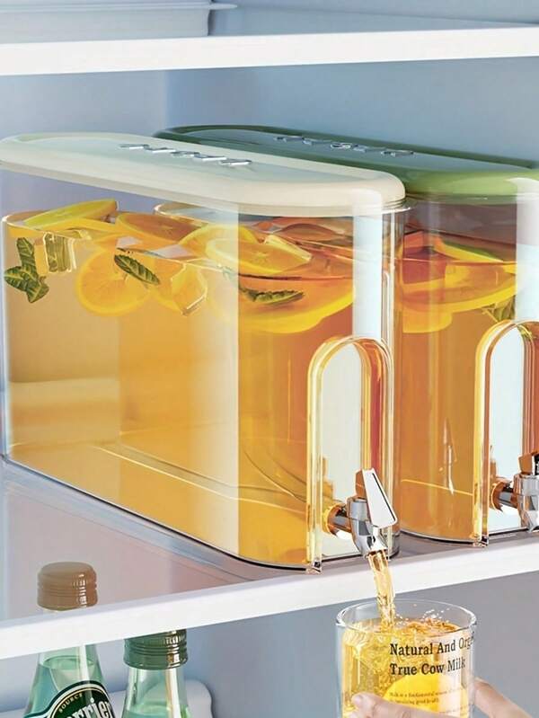 1 pezzo Dispenser per bevande, Caraffa refrigerante da 1 gallone con rubinetto, contenitore per bevande a tenuta stagna e riutilizzabile, per frigorifero, scaffale e piano di lavoro, organizzatori e contenitori da cucina, accessori da cucina