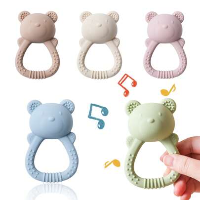 Soft Silicone Rattle Toy, Shockproof, Washable, Easy Grip, Chew Toy, Baby Teether, Sensory Stimulation, Concentration Training, Newborn/Birthday Gift