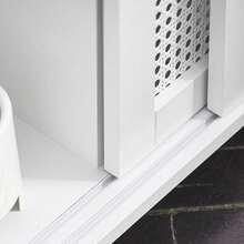SoBuy BZR119-W, Narrow Bathroom Cabinet Storage Cabinet With 2 Sliding Doors, Bathroom Toilet Paper Roll Holder On Wheels Bathroom Organizer Bathroom Decor Summer Bathroom Accessories - White - View 9