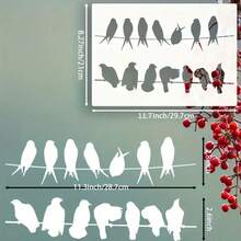 1 件 A4 尺寸鸟类图案模板，现代动物和植物设计，可重复使用，其他塑料材料，适用于木材、织物、纸张、墙壁、帆布和地板上的 DIY 工艺品 - 白色 - 查看 7