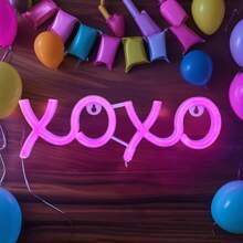 XOXO LED Neon Sign Light, Battery Or USB Powered, Decorative Fairy Night Light For Party, Holiday, Birthday, Wedding, Bedroom, Bar - Pink - View 4