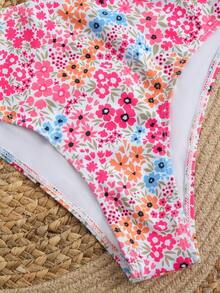Bộ bikini hoa gợi cảm mới, thiết kế không dây đa năng, phù hợp cho thị trường nghỉ dưỡng bãi biển châu Âu và Mỹ. - Hồng - Xem 5