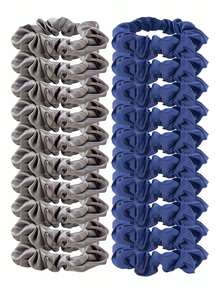 20个纯色缎面发圈，多功能发饰，适合14岁以上女性，不会损伤头发，休闲百搭，可扎马尾辫，弹性发带 - 彩色 - 查看 23