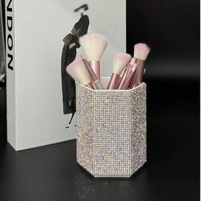 1pc Diamond-Encrusted Hexagon Makeup Brush Holder, Large Capacity, Colorful Crystal-Studded Luxurious Shiny Surface, Hexagonal Cylinder Shape, Tidy Edges, Vanity Accessory For Bedroom Dresser, Makeup Room Desk Bag, Bags, Makeup Bag, Vanity, Travel, Make Up Bag, Storage, Makeup Organizer, Toiletry Bag, Desk Organiser, Cosmetic Bag, Makeup Pouch, Make Up Organizer, Vanity Accessories, Make Up Pouch, Make Up Bags, Jewellery Box, Pouch, Makeup Brush Holder, Brush Holder, Perfume Organiser, Pouch Bag,Gifts For Women,Christmas Gifts,Gift Ideas For Women,Room Decor