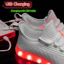 Unisex Adult LED Light Up Sneakers: USB Charging, Mesh Upper - Glowing For Halloween & Dancing - trắng - Xem 3