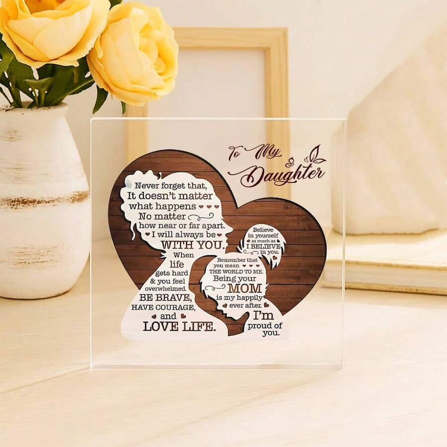 个性化女儿礼物、独特的家居装饰、妈妈给女儿的励志留言、女士书桌装饰、卧室装饰美学、女儿生日礼物、周年纪念礼物——母亲节、生日和周年纪念日的完美之选 - 彩色 - 查看 1