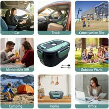 LIPETY Tragbare elektrische Lunchbox mit großem Fassungsvermögen, 3-in-1-Speisenwärmer mit herausnehmbarem 1,5-Liter-Edelstahlbehälter für Auto, LKW, Homeoffice-Fahrer und als Geschenk – praktisch und effizient