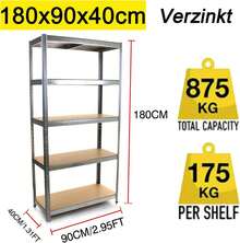 Vandise HEAVY-DUTY SHELVING 170x75x30 Cm | 175 Kg Per Shelf | 5 Height-Adjustable Shelves | SCREWLESS Design | Metal Storage Shelving For Garage, Basement, Workshop | Complete Set | Industrial-Grade Up To 875 Kg (Total) | Quick Assembly | Steel Frame | Ideal For Tools, Tires, Beverage Crates, Files, And Pantry Storage | Space-Saving | Rust-Proof Coating | Storage Organization | For Households And Businesses | Extremely Stable | Moisture-Resistant | Heavy-Duty Storage System | Universally Applicable (Workshop, Supermarket, Office, Garden Shed, Food Storage, Wine Storage, Archive, Hobby Room) | Shelving Without Drilling | Maintenance-Free | Heavy-Duty | Suitable For Euro Pallets | Stacking Shelving | Easy To Assemble | Robust Industrial Shelving - Bạc - Xem 12