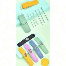 6-Piece Professional Ear Care Kit - Stainless Steel Spiral/Hook/Loop Cleaners & Portable Case | Medical-Grade Wax Removal Tools For Adults, Safe For Travel & Home (1PC) - Màu vàng - Xem 6