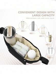 1pc Baby Stroller Organizer Bag, Diaper Storage Bag With Adjustable Shoulder Strap, Multi-Color Available, For Baby Stroller