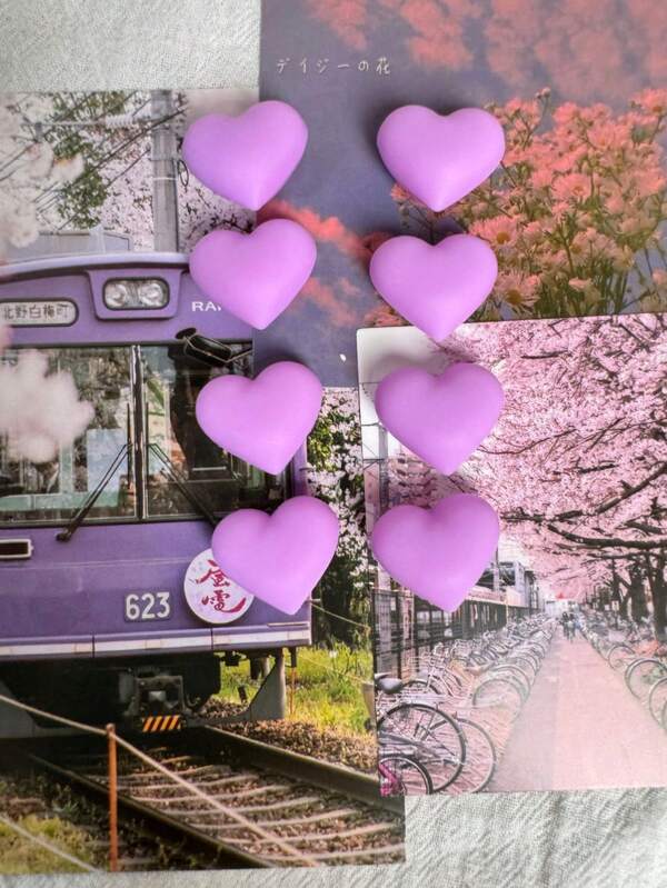 6pcs Christmas Purple 3D Heart-Shaped Refrigerator Stickers, Japanese Style,Home Decoration, Household Items, Kitchen Decoration, Kitchen Supplies, Refrigerator Decoration, Holiday Best Gift,Girl Heart Decoration Magnetic Stickers, Hole Board Decoration Whiteboard Stickers Magnet Stones, Personalized Creative Gifts, Room Decoration, Holiday Gifts,Best Friend Gift, Gift,