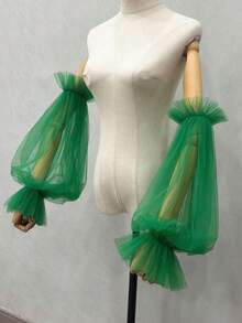 1pc Black Mesh Bubble Sleeve & 2pcs Elastic Bride Sleeve Covers Autumn Accessories