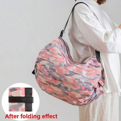 Bolsa de armazenamento dobrável multicolorida, sacola de compras de supermercado, bolsa de compras transversal da moda de grande capacidade