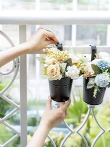 1 pieza Maceta colgante de hierro compacta, Cubo colgante con gancho extraíble, Maceta colgante, Se puede usar para suculentas, plantas verdes, plantas en maceta