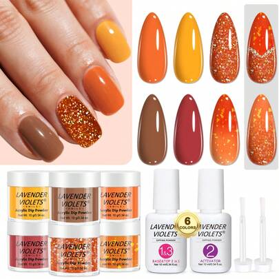 6 färgers dipppulvernagelset, julfärgat dipppulver och essentiell basöverlacksaktivator perfekt för nagelkonstdesign manikyr hemsalongdesign flickor kvinnor presentset